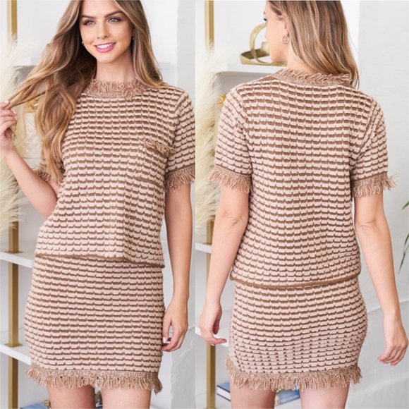 MOCHA Sweater Knit TOP & SKIRT SET - Picture 1 of 8